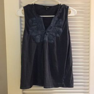 Lucky brand blue tank top with stitching on front